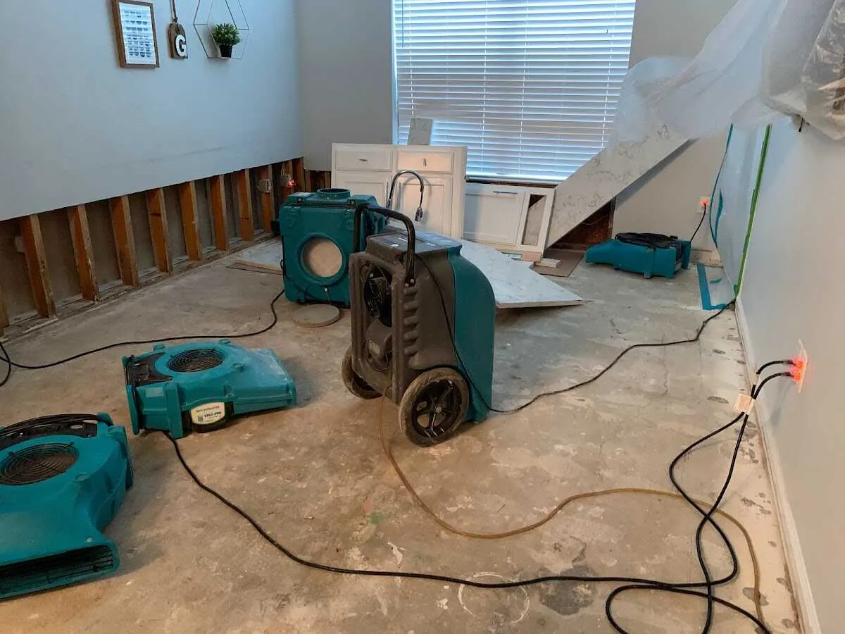 Dehumidifier in flood-cut room for Water Damage Restoration in Satellite Beach