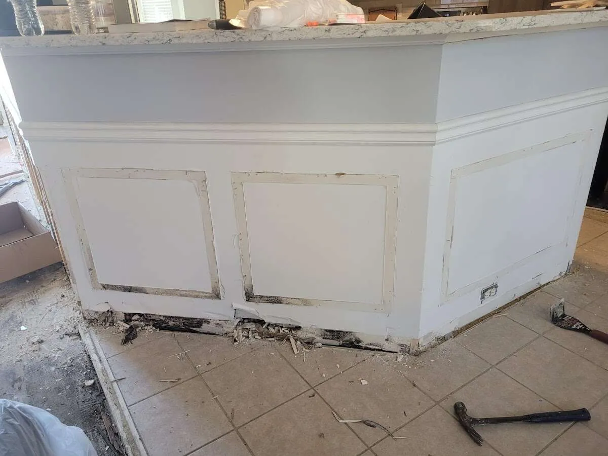 Water damage and mold on kitchen during Burst Pipe Cleanup in Satellite Beach